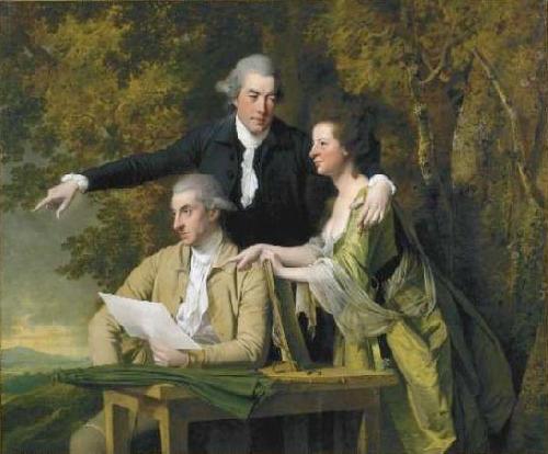 Joseph wright of derby D Ewes Coke his wife, Hannah, and his cousin Daniel Coke, by Wright, France oil painting art